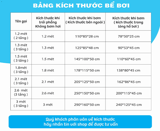 Mẫu 1m5 _ Bể Bơi _ Hồ Bơi - 3 Tầng TẶNG Bơm Hơi Cầm Tay