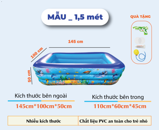 Mẫu 1m5 _ Bể Bơi _ Hồ Bơi - 3 Tầng TẶNG Bơm Hơi Cầm Tay